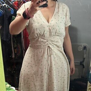 EARTHBOUND Cream Dress with Green Accents